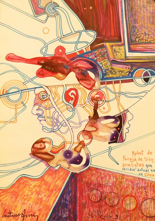 Dibujo – Pareja robot psicoanalístas